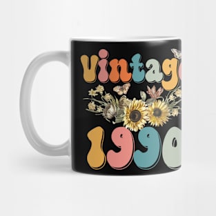 Vintage 1990 Sunflower Floral Retro Groovy 33rd Birthday Mug